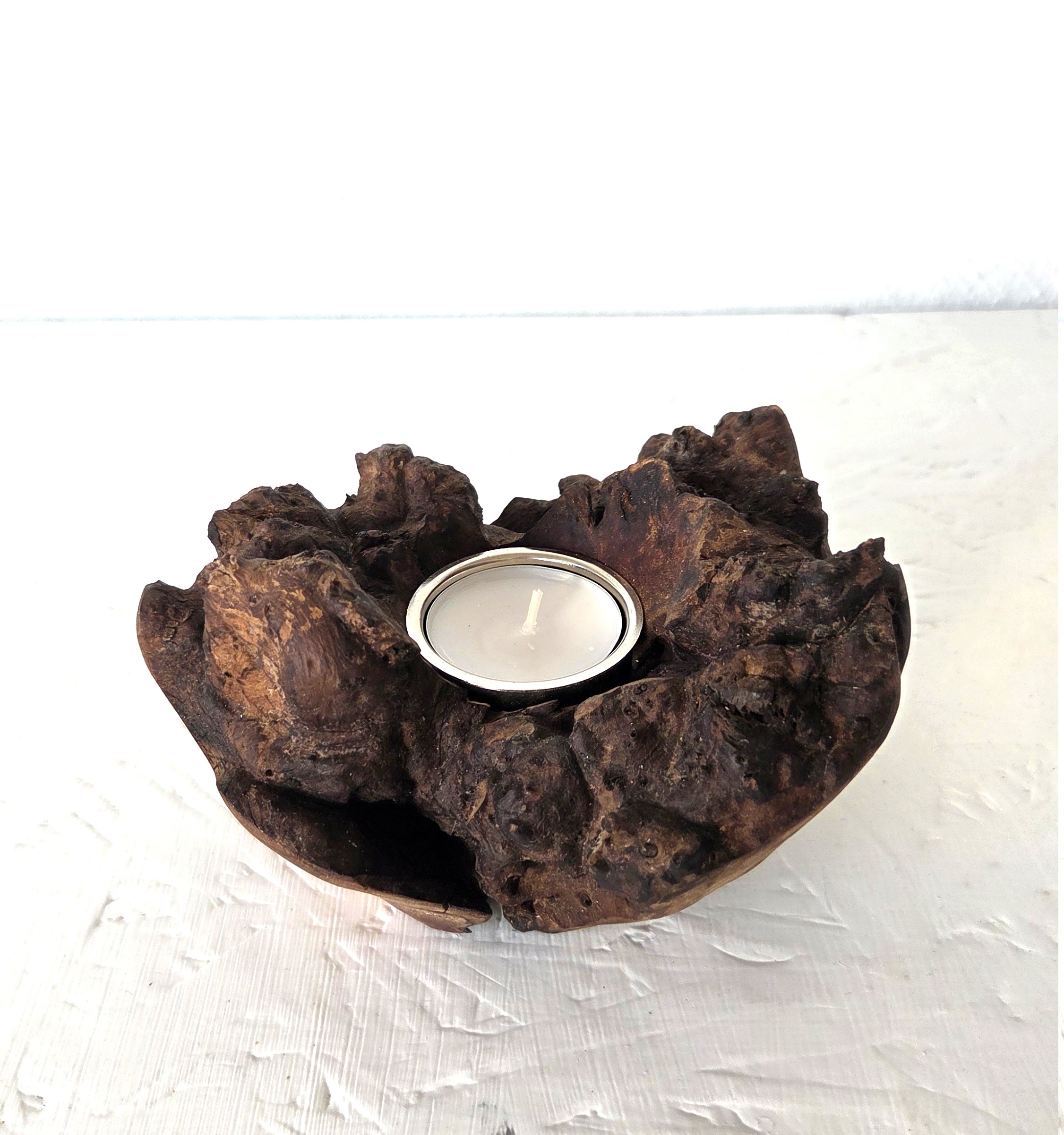 Lysestage i elmeknude, Ø 14 cm, H 8 cm